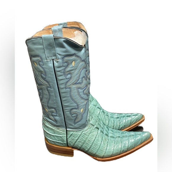 Oliverios Mens Light Blue Crocodile Tail Boot - Picture 4 of 5